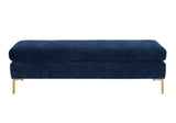 Delilah Navy Textured Velvet Bench