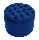 Queen Navy Velvet Storage Ottoman