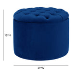 Queen Navy Velvet Storage Ottoman