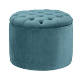 Queen Sea Blue Velvet Storage Ottoman