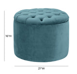 Queen Sea Blue Velvet Storage Ottoman