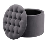 Queen Grey Velvet Storage Ottoman