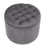 Queen Grey Velvet Storage Ottoman