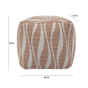 TOV Furniture Ember Woven Pouf Cream,Natural 18"W x 18"D x 18"H