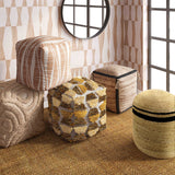 TOV Furniture Ember Woven Pouf Cream,Natural 18"W x 18"D x 18"H