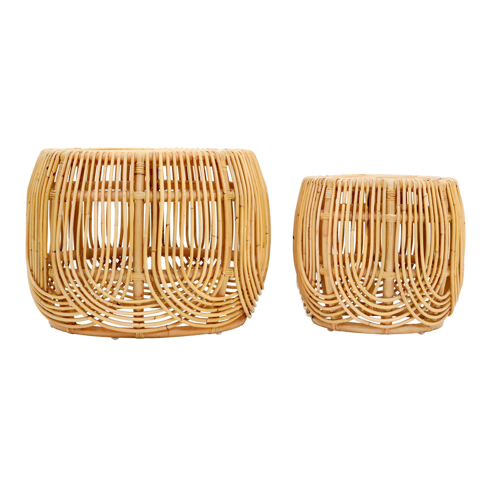 TOV Furniture Azrina Rattan Nesting Tables Natural L: 24.4 | S: 16"W x L: 24.4 | S: 16"D x L: 18 | S: 16.5"H