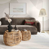 TOV Furniture Azrina Rattan Nesting Tables Natural L: 24.4 | S: 16"W x L: 24.4 | S: 16"D x L: 18 | S: 16.5"H