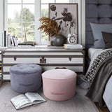 Luna Grey Velvet Ottoman