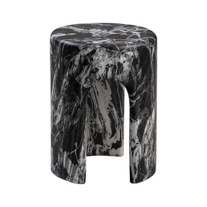 TOV Furniture Marisol Concrete Side Table Black Marble 14"W x 14"D x 18"H