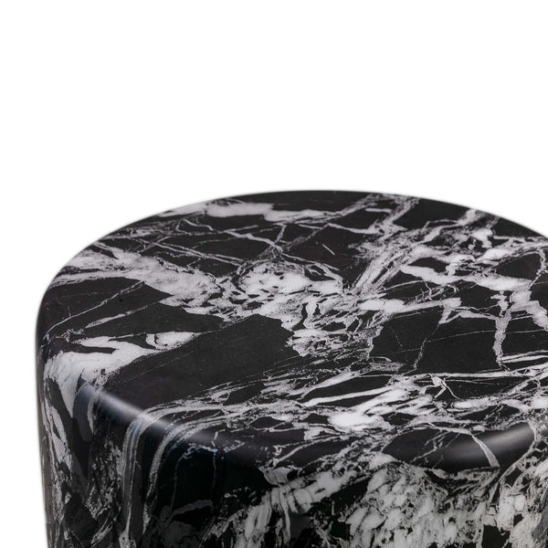 TOV Furniture Marisol Concrete Side Table Black Marble 14"W x 14"D x 18"H