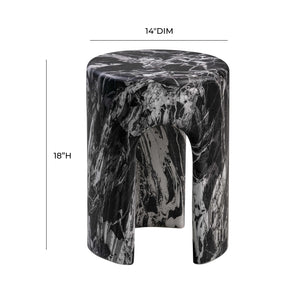 TOV Furniture Marisol Concrete Side Table Black Marble 14"W x 14"D x 18"H
