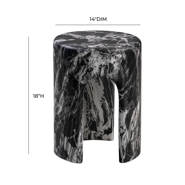 TOV Furniture Marisol Concrete Side Table Black Marble 14"W x 14"D x 18"H