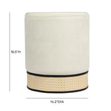 Ivy Cream Velvet Ottoman