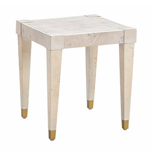 Brandyss White Burl End Table White TOV-OC54192