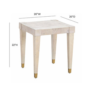 Brandyss White Burl End Table White TOV-OC54192