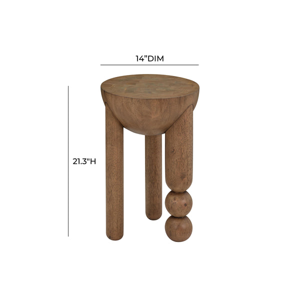 TOV Furniture Morse Wooden Accent Table Cognac 14"W x 14"D x 21.3"H