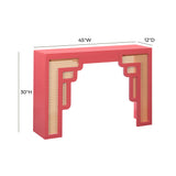 TOV Furniture Suzie Coral & Rattan Console Table Pink 45"W x 12"D x 30"H