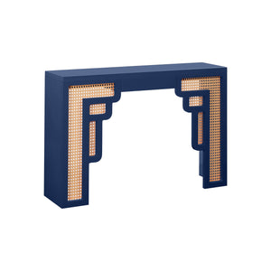 TOV Furniture Suzie & Rattan Console Table Navy 45"W x 12"D x 30"H