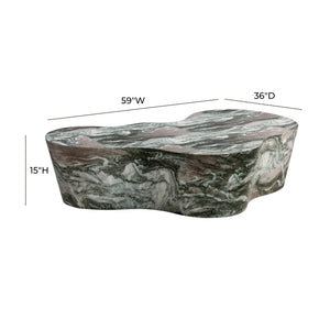 TOV Furniture Slab Grey/Blush Faux Marble Coffee Table Blush,Grey Marble 59"W x 36"D x 15"H