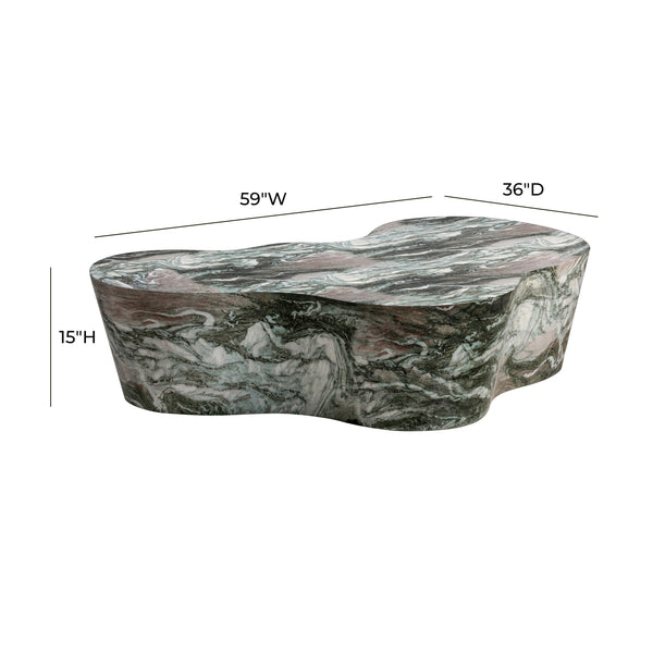 TOV Furniture Slab Grey/Blush Faux Marble Coffee Table Blush,Grey Marble 59"W x 36"D x 15"H