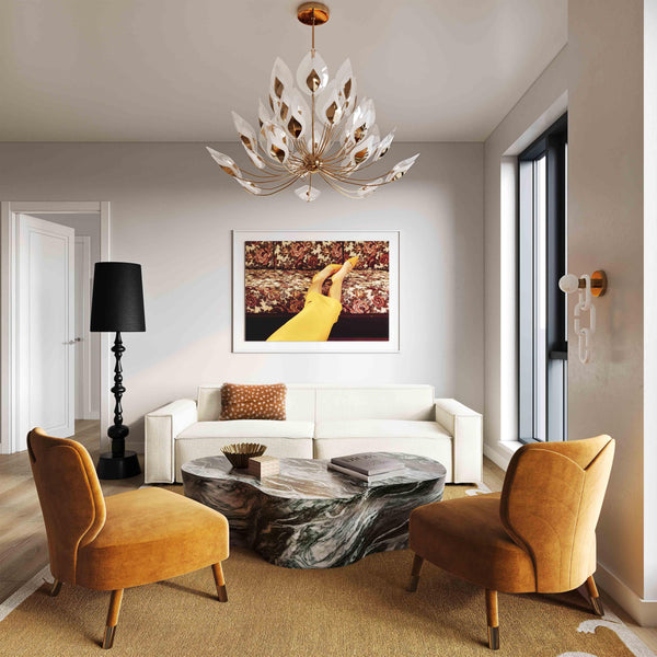 TOV Furniture Slab Grey/Blush Faux Marble Coffee Table Blush,Grey Marble 59"W x 36"D x 15"H