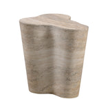 TOV Furniture Slab Faux Short Side Table Travertine 18"W x 15.5"D x 18"H