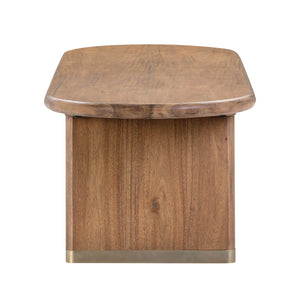 TOV Furniture Samantha Acacia Bench with Boucle Seat Cognac 59.8"W x 19.7"D x 15.8"H