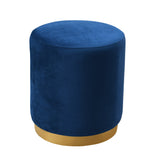 Opal Navy Velvet Ottoman with Gold Base