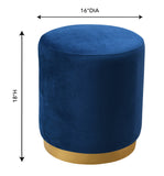 Opal Navy Velvet Ottoman with Gold Base