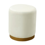 Opal Velvet Ottoman with Gold Base Cream TOV-OC6156