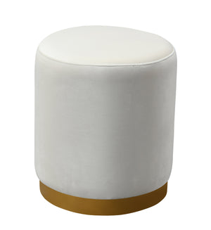 Opal Cream Velvet Ottoman with Gold Base