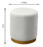 Opal Cream Velvet Ottoman with Gold Base