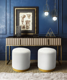 Opal Cream Velvet Ottoman with Gold Base