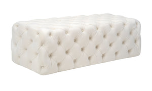 Kaylee Cream Velvet Ottoman