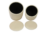 Channeled Cream Velvet Storage Ottomans - Set of 2