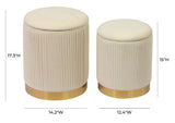 Channeled Cream Velvet Storage Ottomans - Set of 2