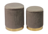 Channeled Grey Velvet Storage Ottomans - Set of 2