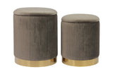 Channeled Grey Velvet Storage Ottomans - Set of 2