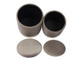 Channeled Grey Velvet Storage Ottomans - Set of 2