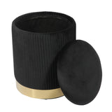 Zoe Velvet Storage Ottoman Black TOV-OC68155