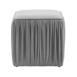 Morgan Slate Pleated Ottoman