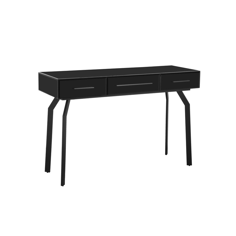 TOV Furniture Santana Glass Desk Console Table Black 47"W x 16.3"D x 30.5"H