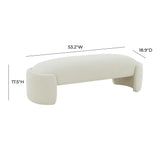 TOV Furniture Toledo Velvet Bench Cream 52.5"W x 18.3"D x 16.2"H