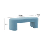 TOV Furniture Elena Velvet Bench Light Blue 51.2"W x 17.2"D x 18"H