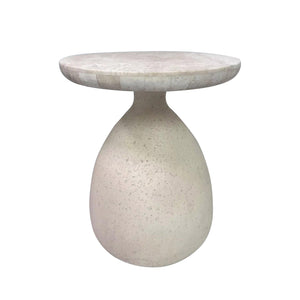 TOV Furniture Gina Travertine Side Table Cream 15.8"W x 15.8"D x 18.9"H