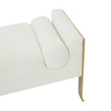 TOV Furniture Ines Textured Velvet Bench Cream 66.7"W x 15.5"D x 19.7"H