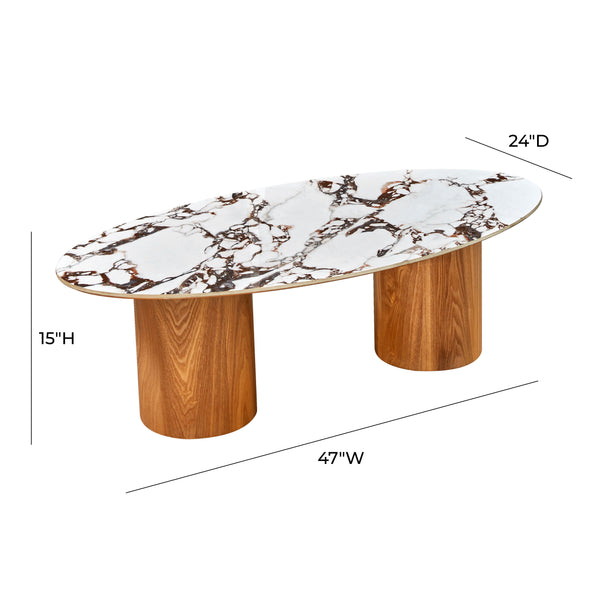 TOV Furniture Tamara Ceramic Oval Coffee Table  