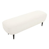 TOV Furniture Denise Boucle Bench Cream 50.7"W x 15.3"D x 16.1"H