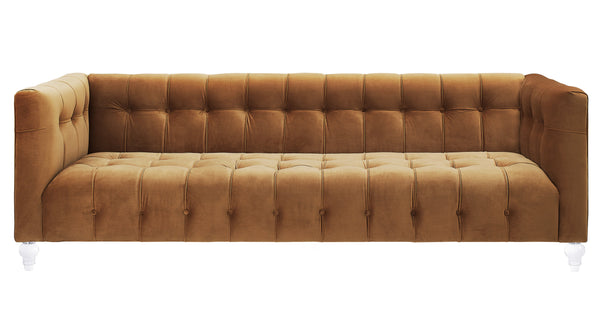 Bea Cognac Velvet Sofa