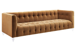 Bea Cognac Velvet Sofa